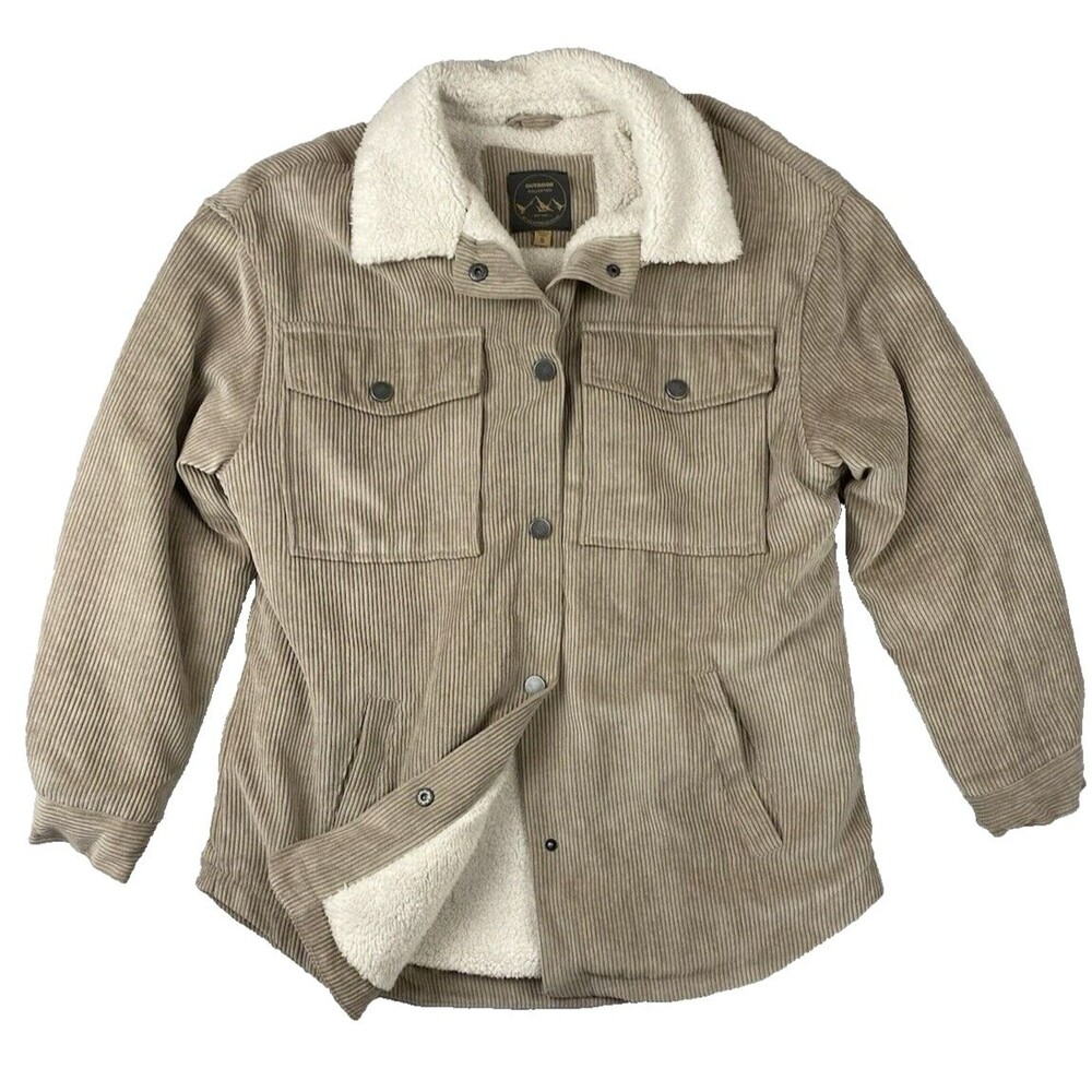 26 International Sherpa Lined Corduroy Jacket Women S Beige Chore Coat Oversized
